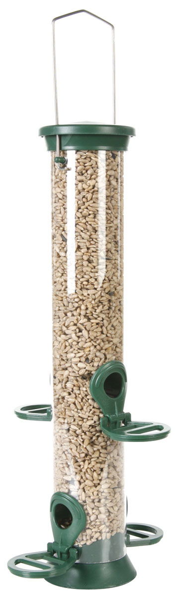 CJ Wildlife Challenger Plastic Seed Feeder Green 4 Port 35cm
